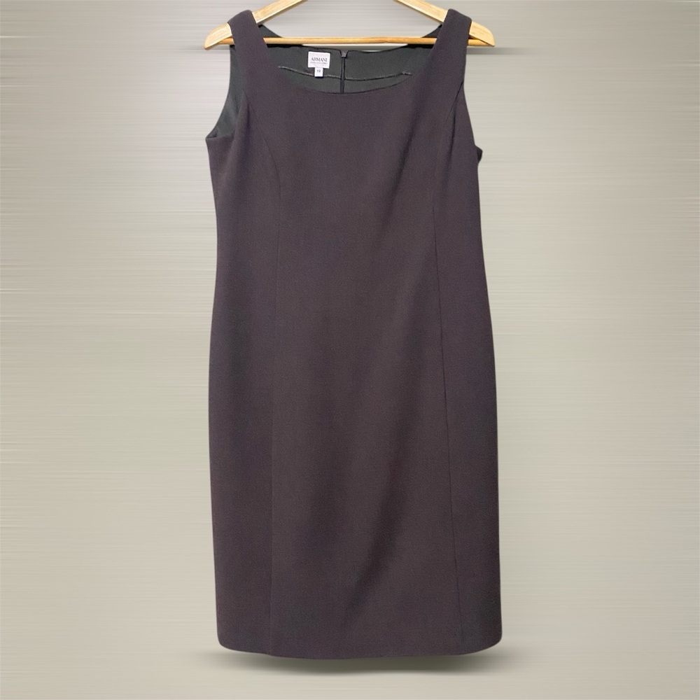 Armani Collezioni Charcoal Dark Brown Midi Dress